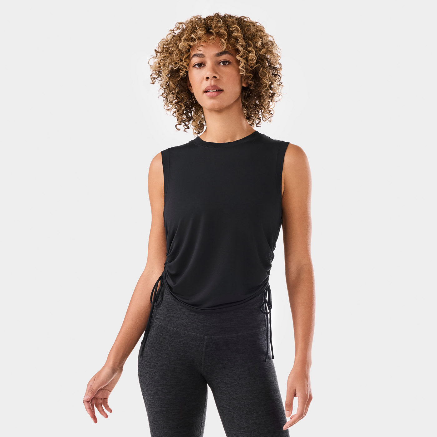 Crop Side Tie Tank Ebony