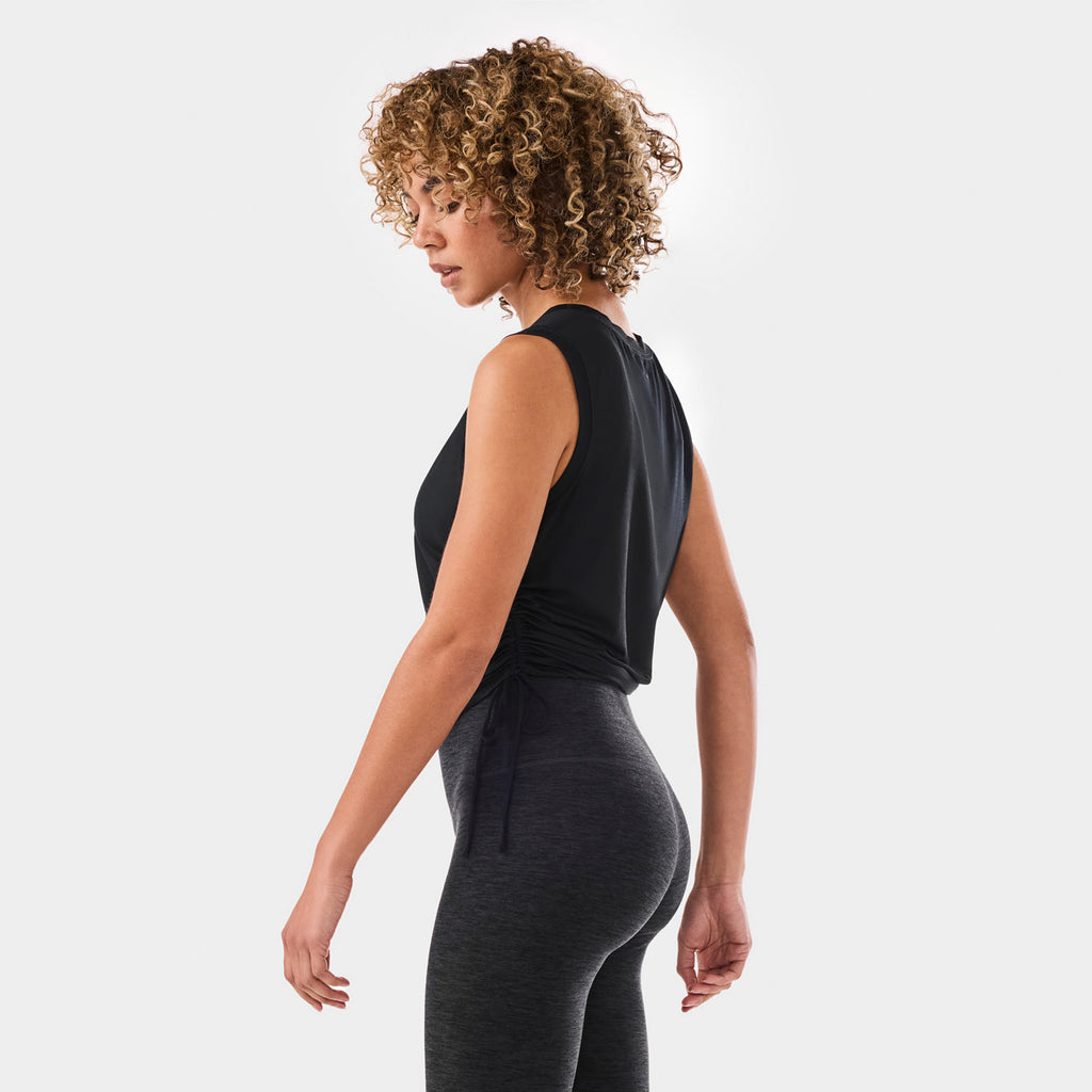 Crop Side Tie Tank Ebony