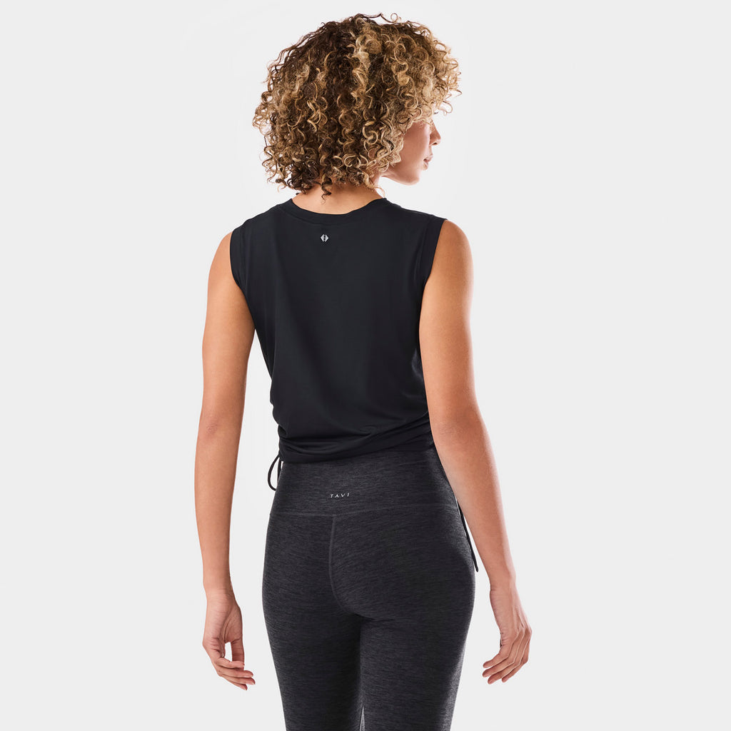 Crop Side Tie Tank Ebony
