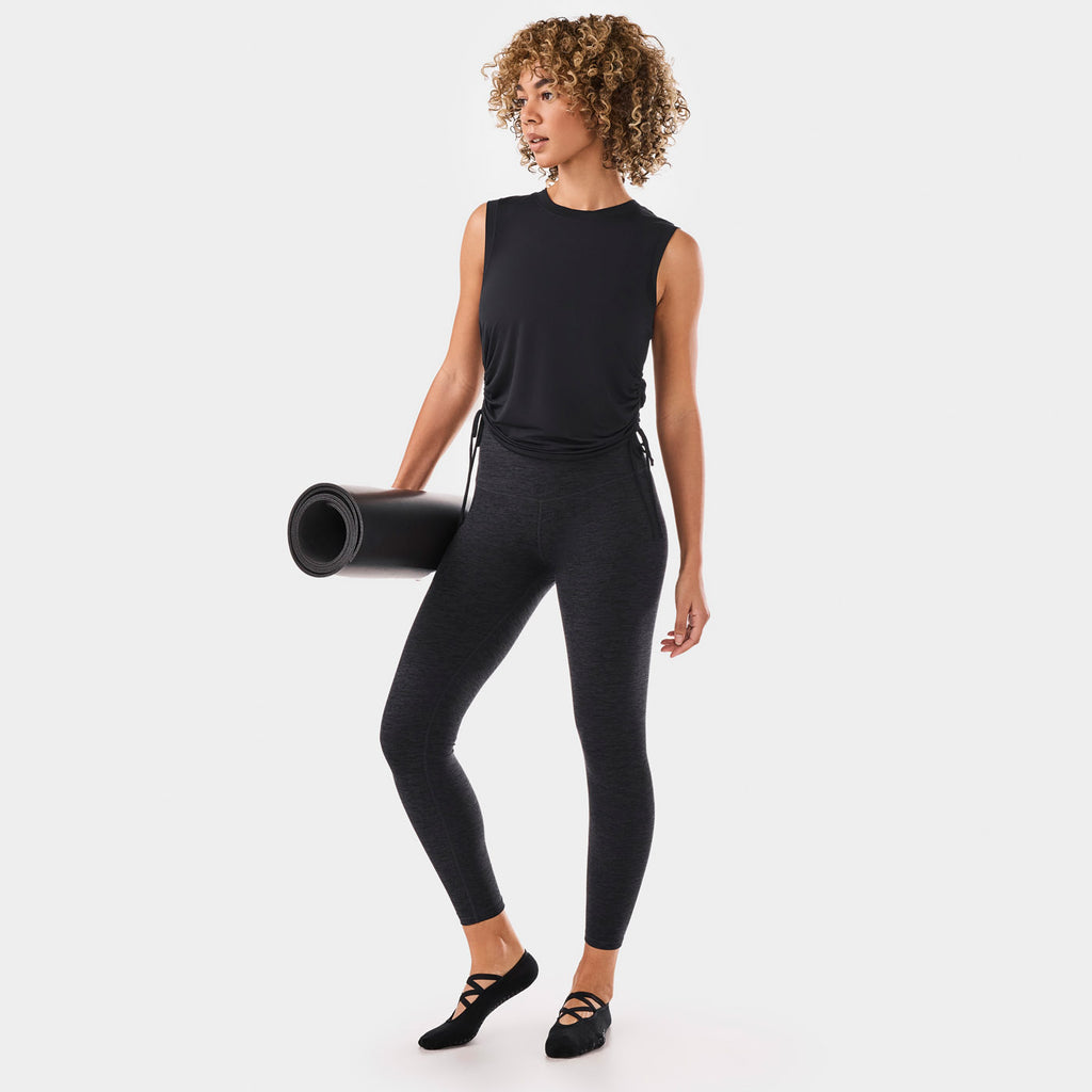 Crop Side Tie Tank Ebony
