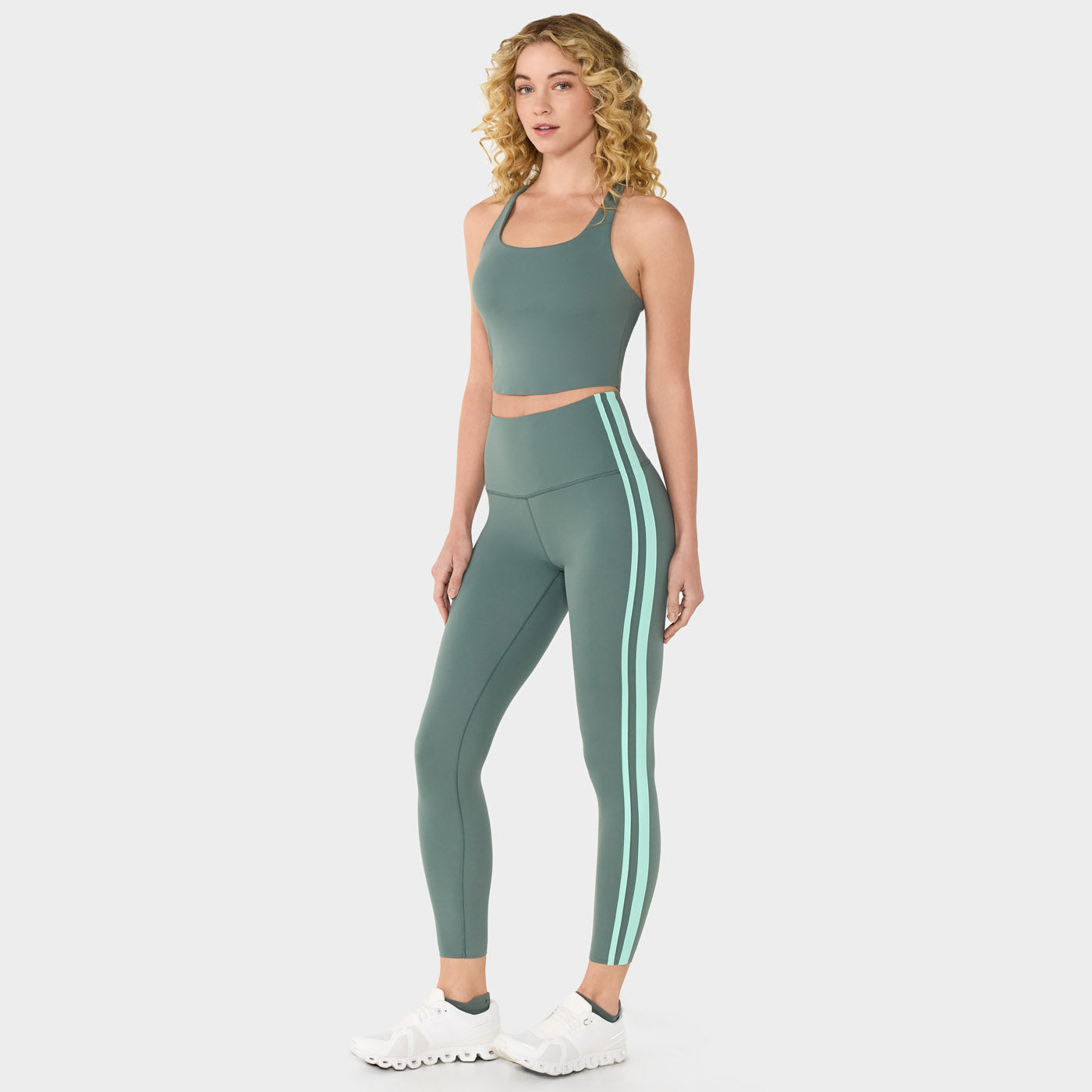 High Waisted 7/8 Stripe Leggings Balsam/Breeze