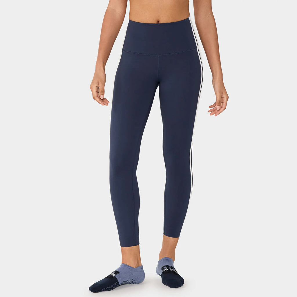 High Waisted 7/8 Stripe Leggings Navy Coconut