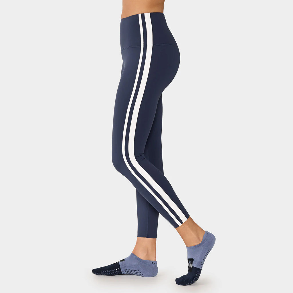 High Waisted 7/8 Stripe Leggings Navy Coconut