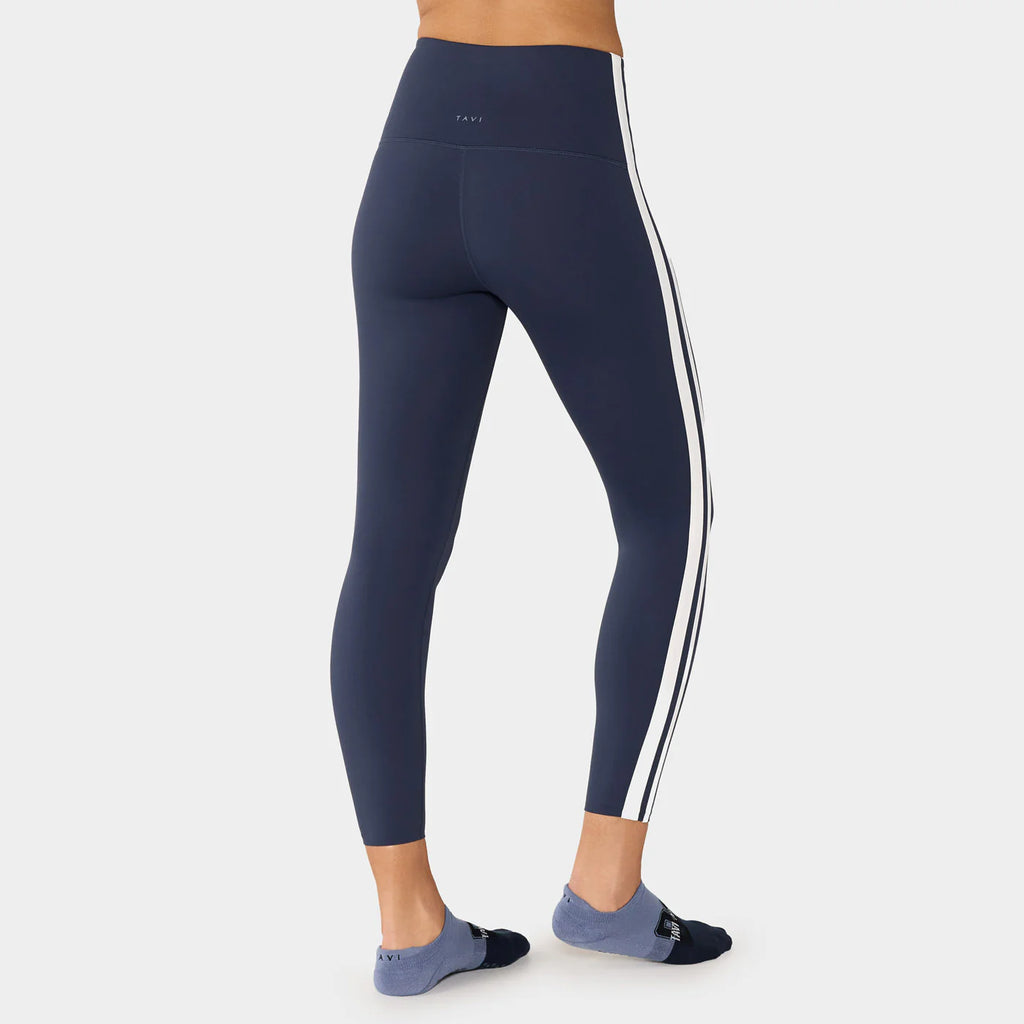 High Waisted 7/8 Stripe Leggings Navy Coconut