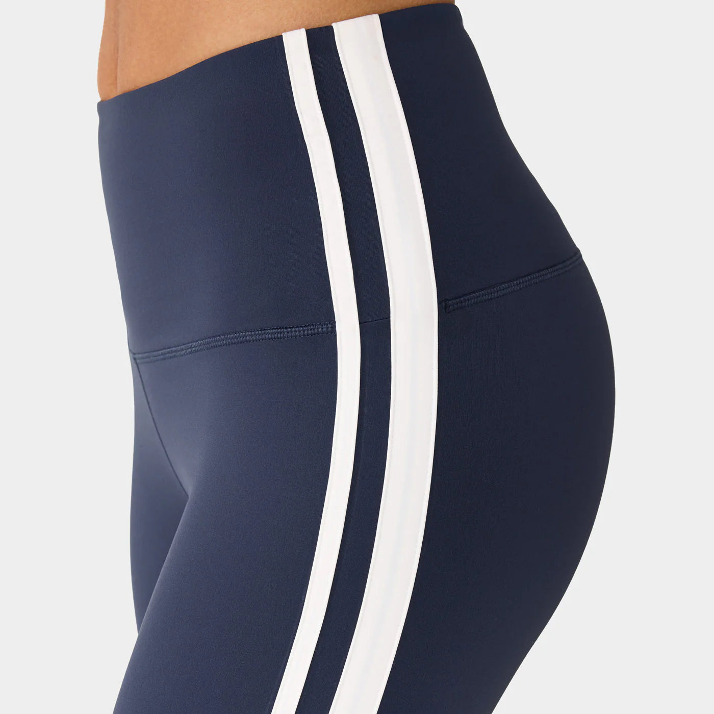 High Waisted 7/8 Stripe Leggings Navy Coconut