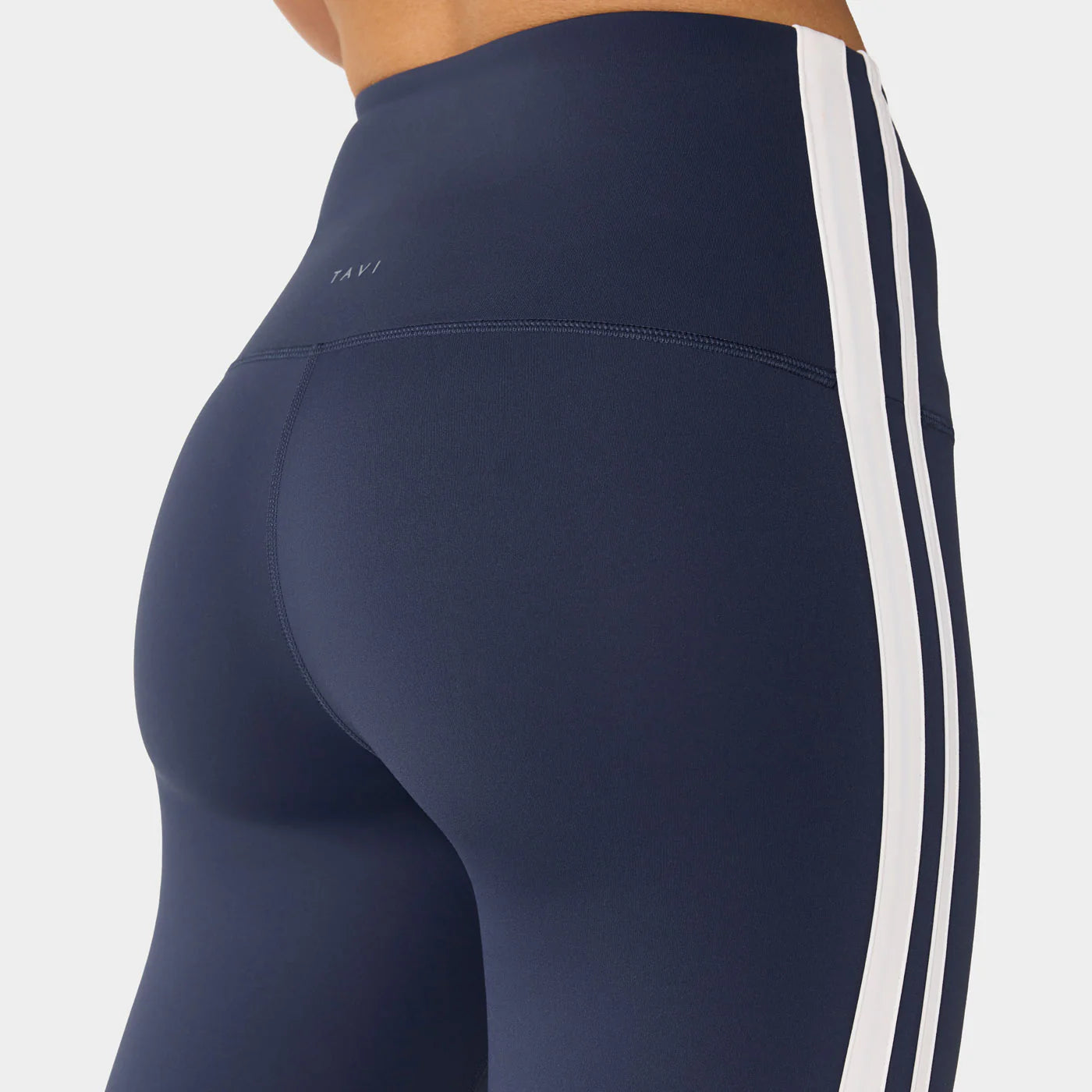 High Waisted 7/8 Stripe Leggings Navy Coconut