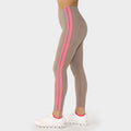High Waisted 7/8 Stripe Leggings Pebble/SunsetPink