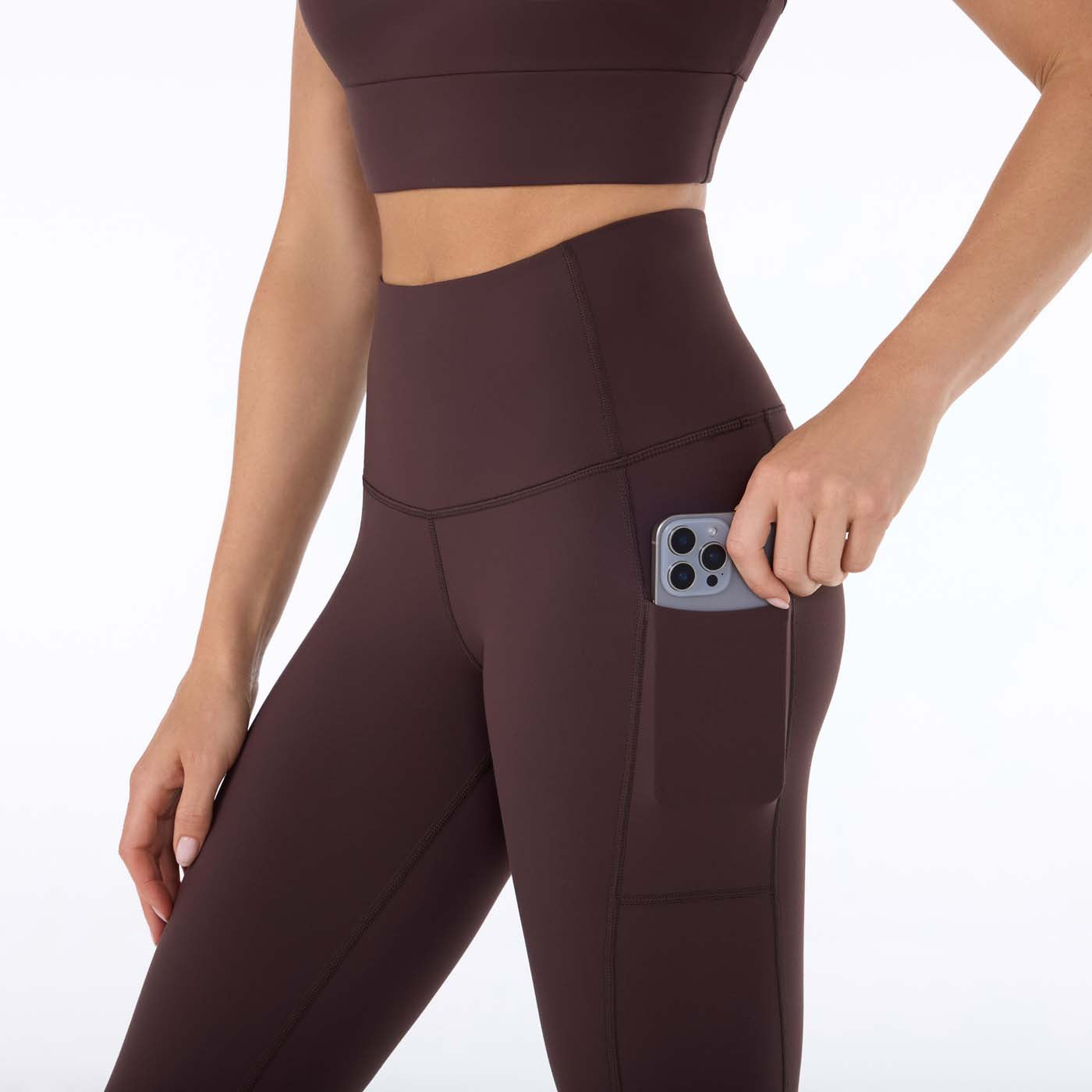 High Waisted Pocket 7/8 Legging - Espresso