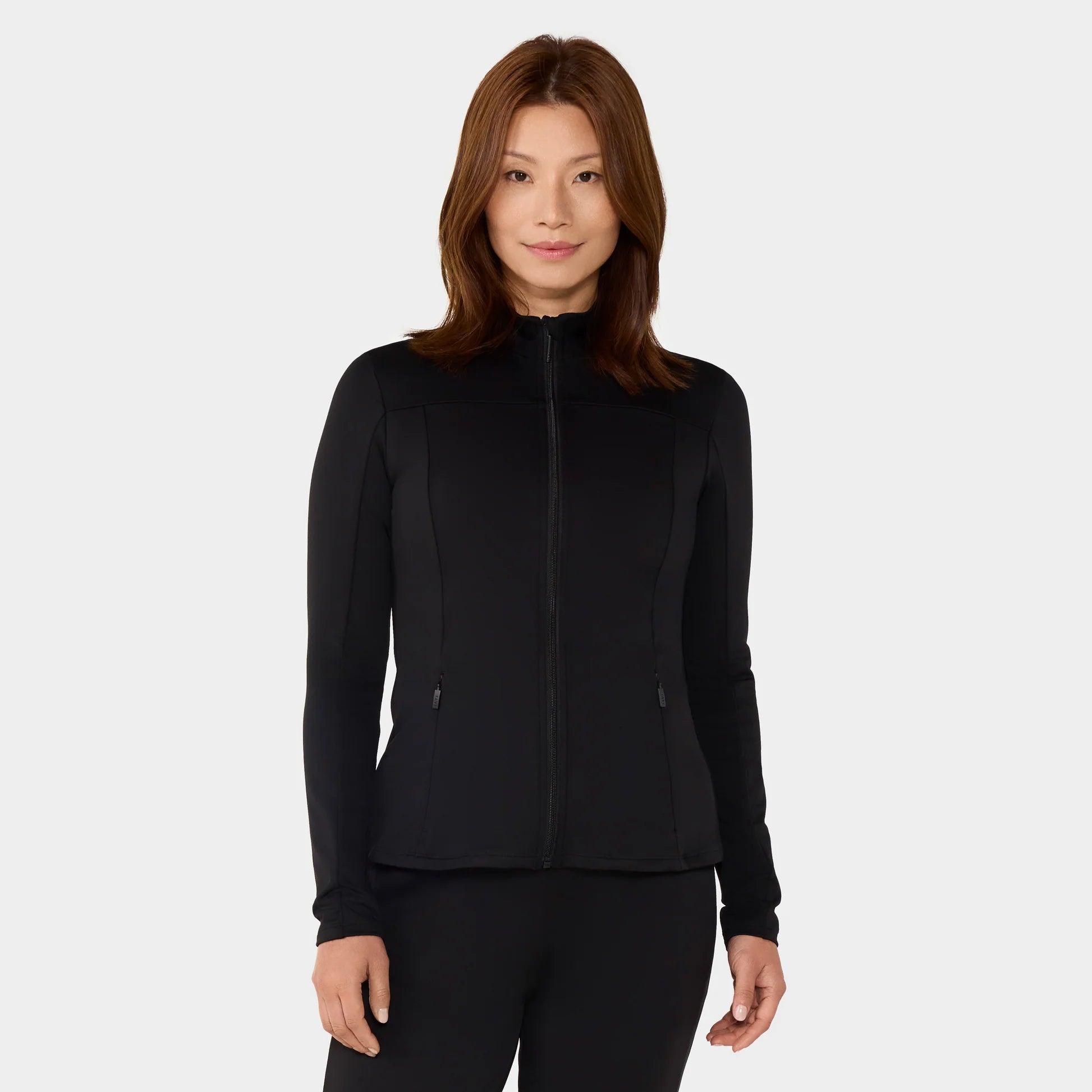 Mock Neck Full Zip Jacket Ebony