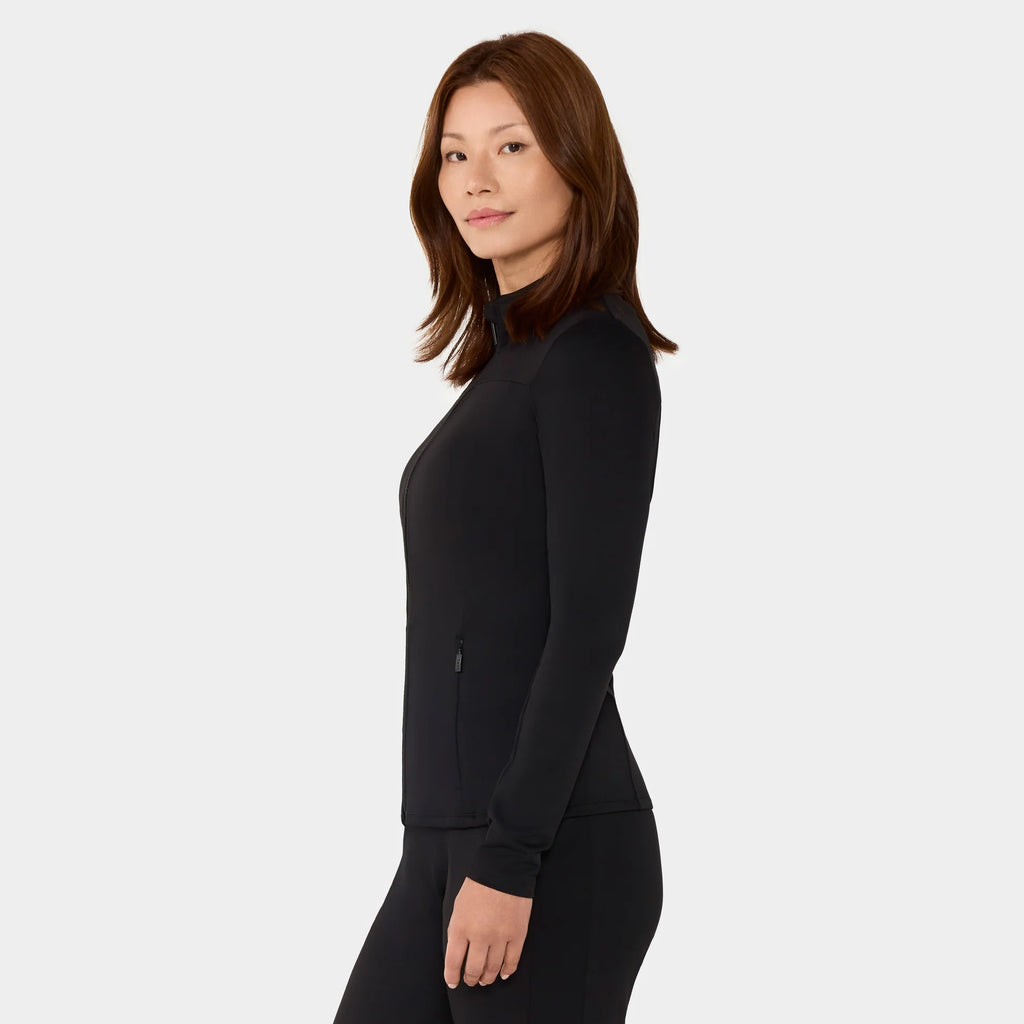 Mock Neck Full Zip Jacket Ebony