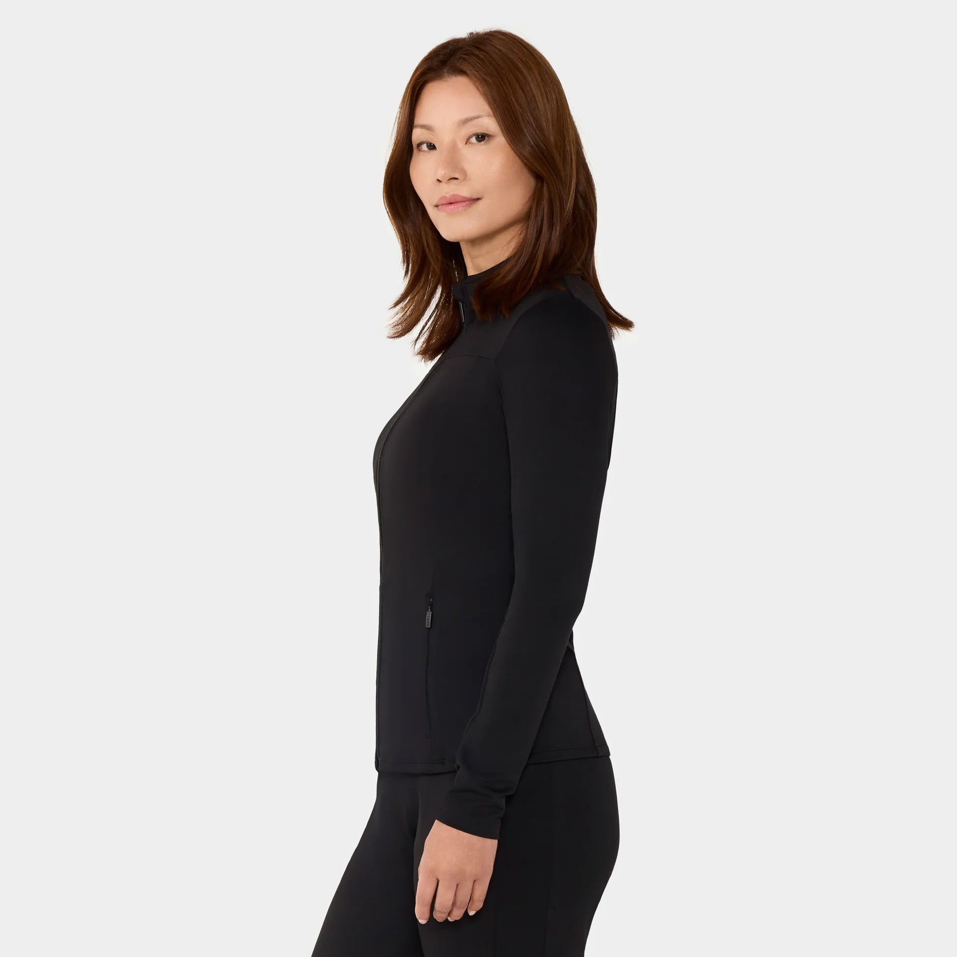 Mock Neck Full Zip Jacket Ebony