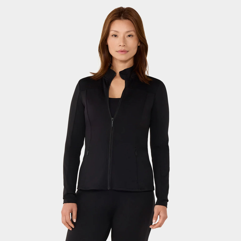 Mock Neck Full Zip Jacket Ebony