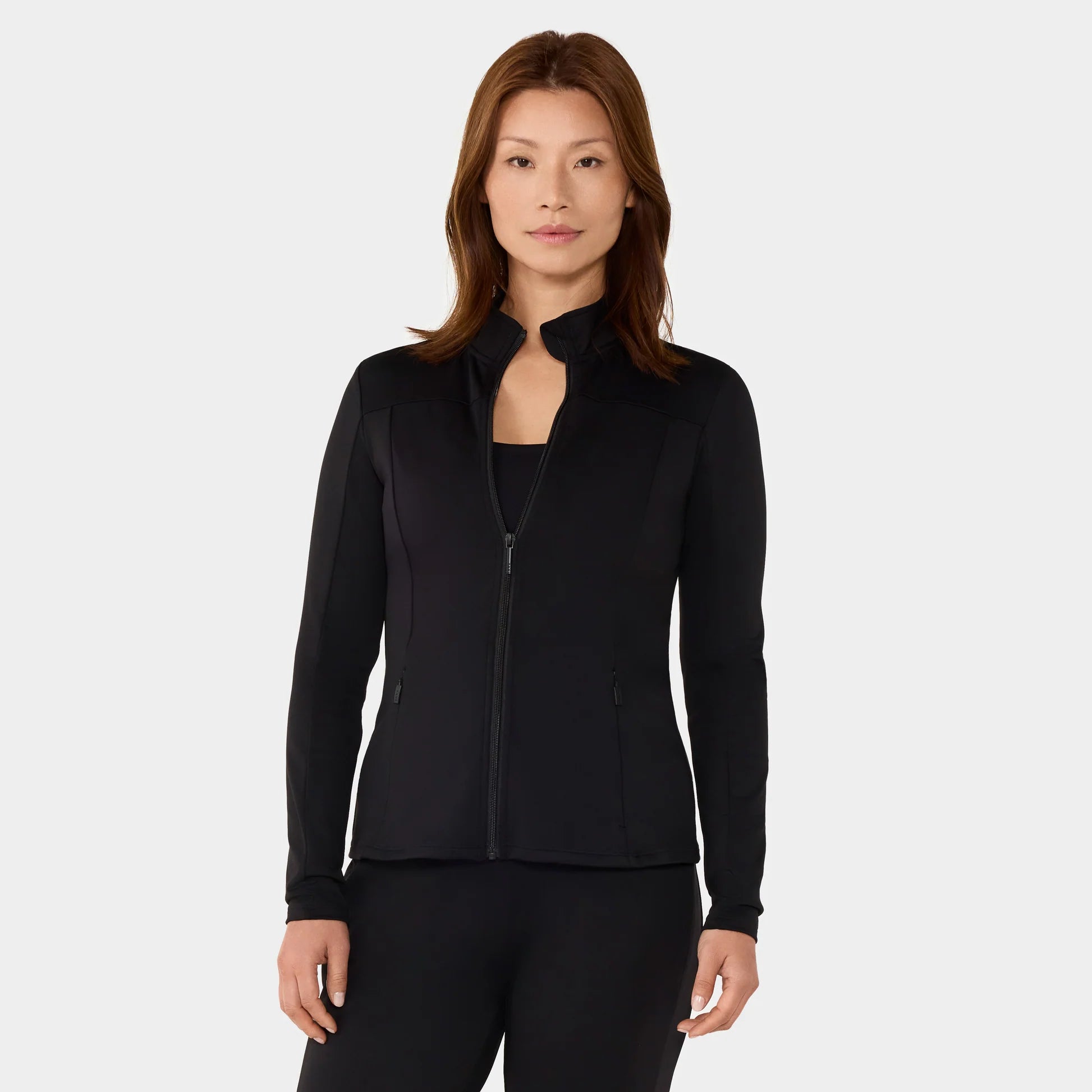 Mock Neck Full Zip Jacket Ebony