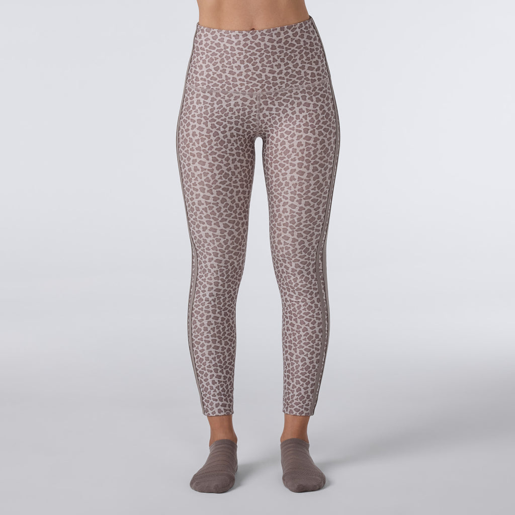 TaviCloud High Waisted 7/8 Stripe Legging - Leopard Sand