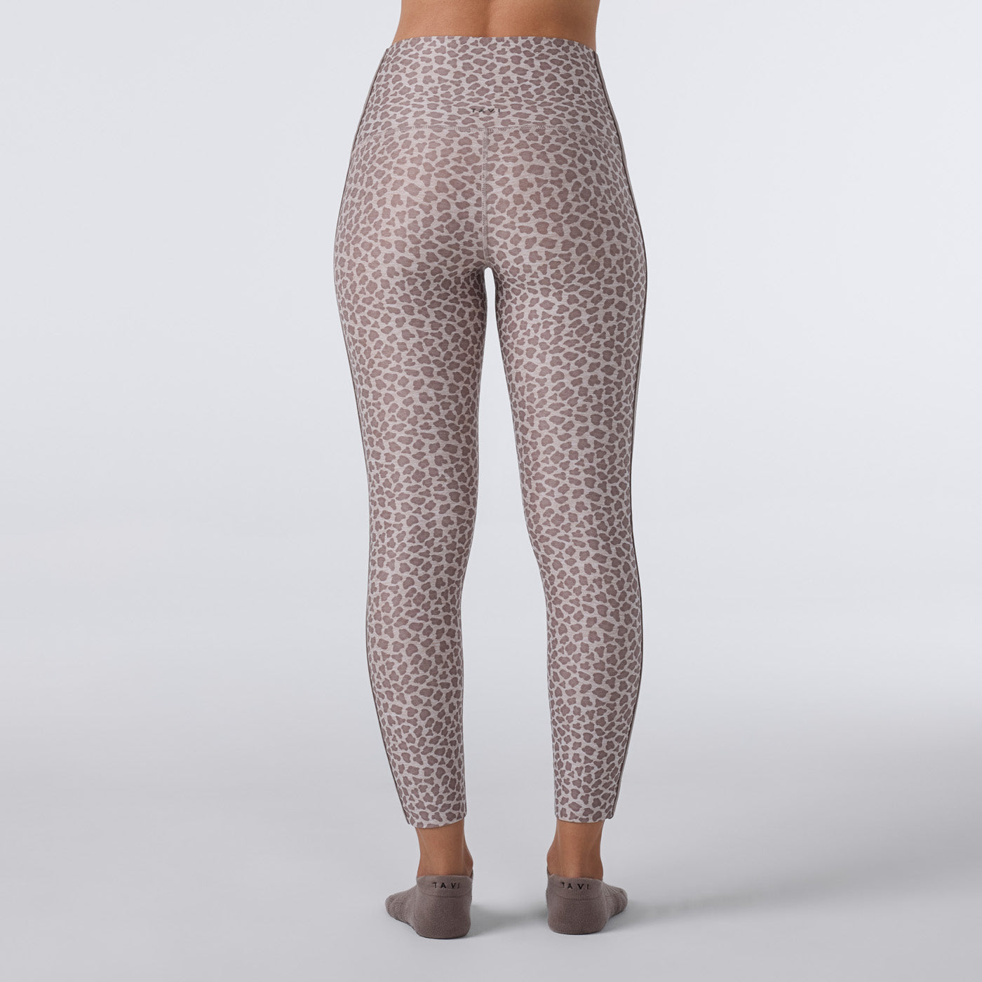 TaviCloud High Waisted 7/8 Stripe Legging - Leopard Sand