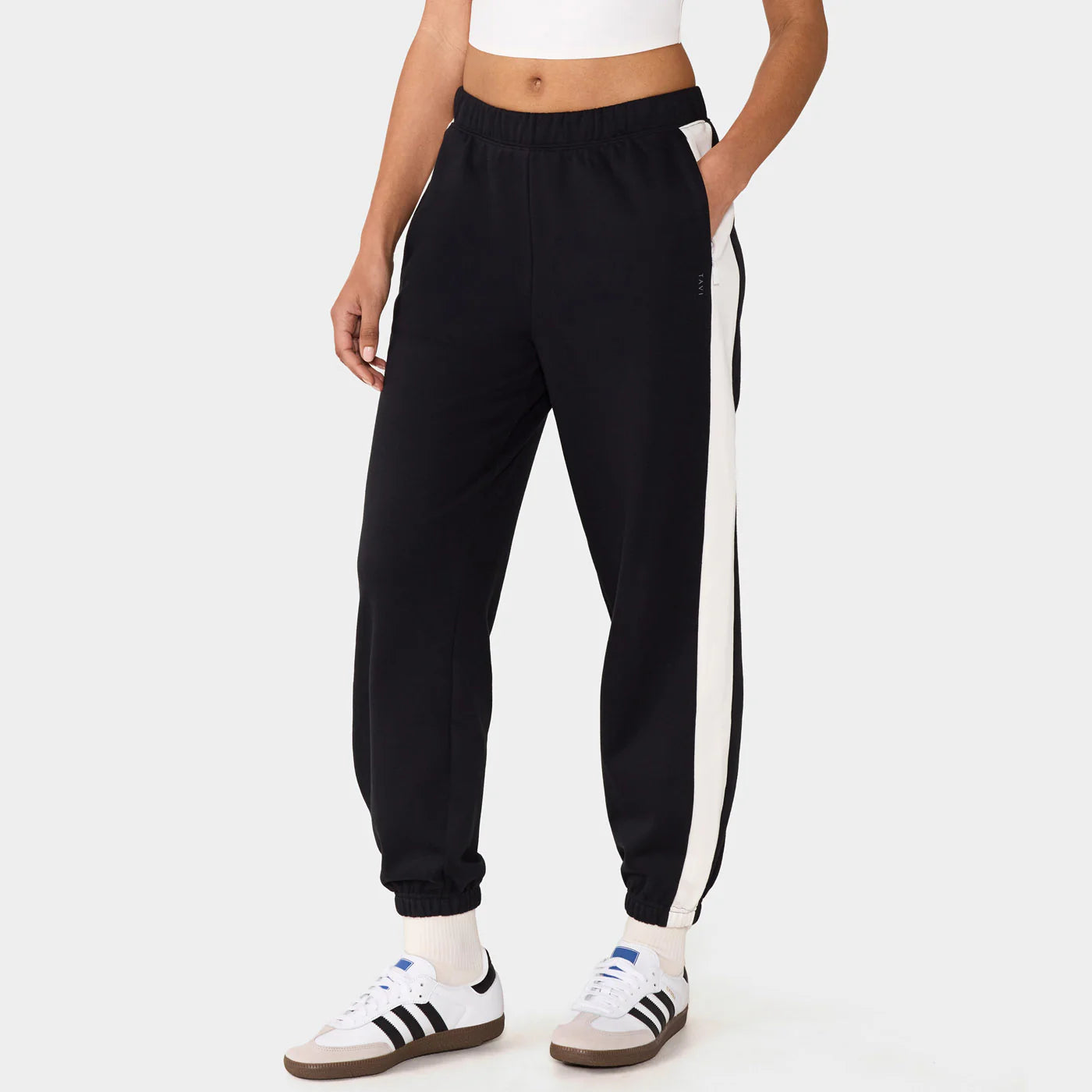 French Terry Contrast Sweatpants Ebony Coconut
