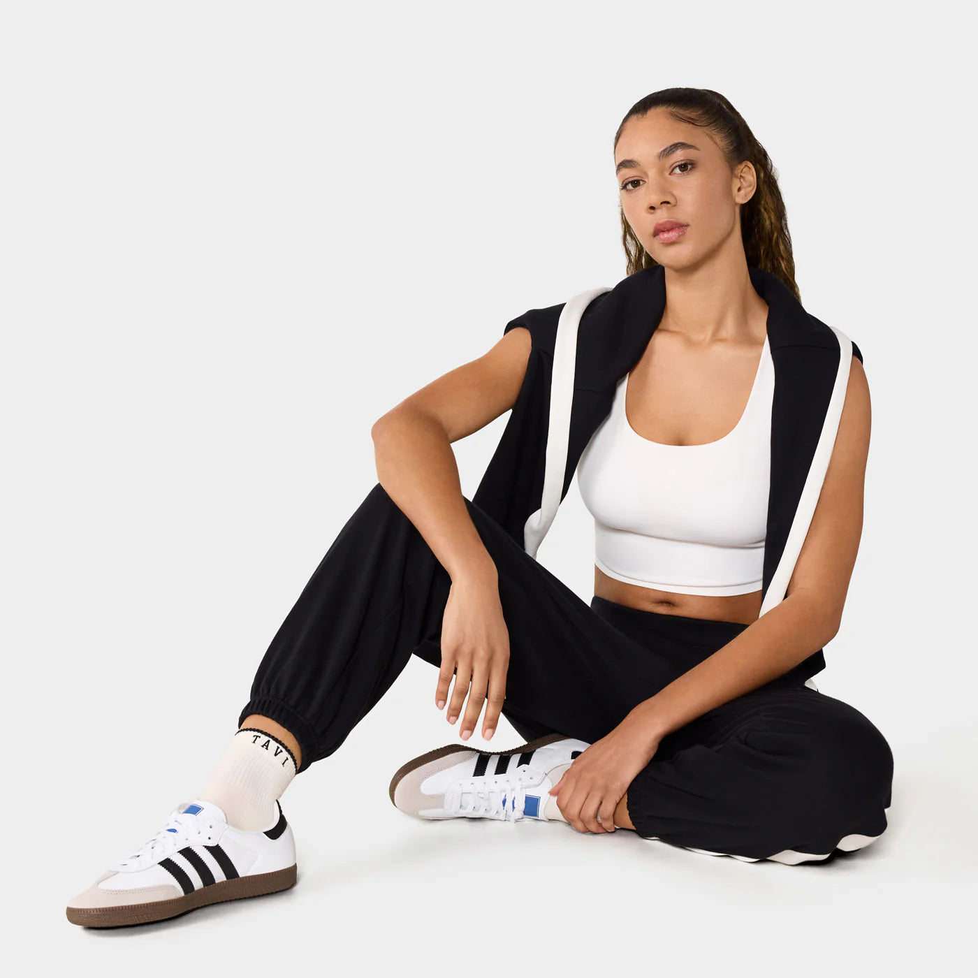 French Terry Contrast Sweatpants Ebony Coconut